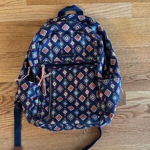 Vera Bradley Navy and Multicolor Geometric Backpack